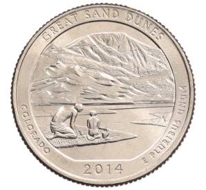 1/4 доллара (25 центов) 2014 года D США «Национальные парки — №24 Национальный парк Грейт-Санд-Дьюнс» — Фото №1