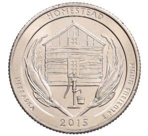 1/4 доллара (25 центов) 2015 года D США «Национальные парки — №26 Национальный монумент Гомстед» — Фото №1
