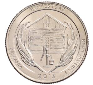 1/4 доллара (25 центов) 2015 года D США «Национальные парки — №26 Национальный монумент Гомстед» — Фото №1