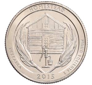 1/4 доллара (25 центов) 2015 года D США «Национальные парки — №26 Национальный монумент Гомстед» — Фото №1