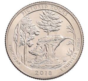 1/4 доллара (25 центов) 2018 года D США «Национальные парки — №41 Национальное побережье живописных камней»