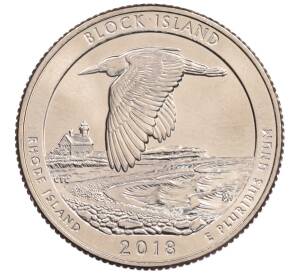 1/4 доллара (25 центов) 2018 года D США «Национальные парки — №45 Национальное убежище дикой природы острова Блок» — Фото №1