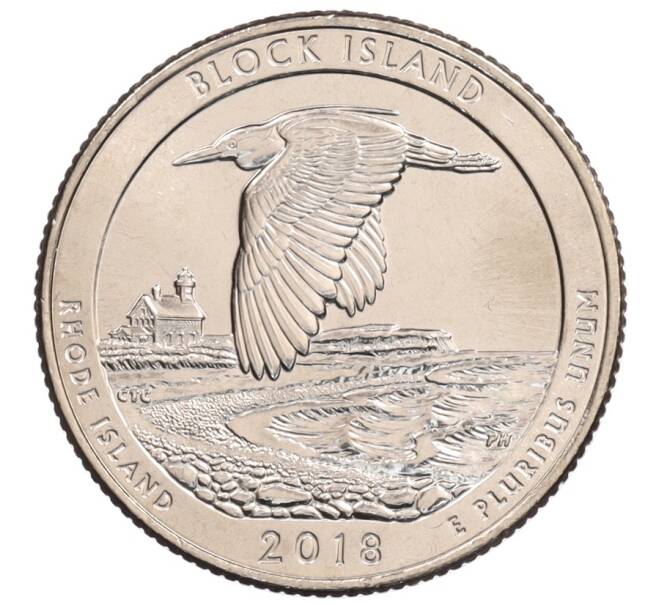 Монета 1/4 доллара (25 центов) 2018 года D США «Национальные парки — №45 Национальное убежище дикой природы острова Блок» (Артикул: M2-90292) — Фото №1
