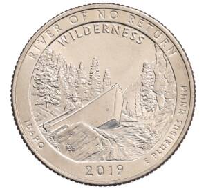 1/4 доллара (25 центов) 2019 года D США «Национальные парки — №50 Дикая местность Река Фрэнк Черч» — Фото №1