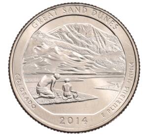1/4 доллара (25 центов) 2014 года P США «Национальные парки — №24 Национальный парк Грейт-Санд-Дьюнс» — Фото №1