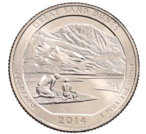 1/4 доллара (25 центов) 2014 года P США «Национальные парки — №24 Национальный парк Грейт-Санд-Дьюнс» — Фото №1