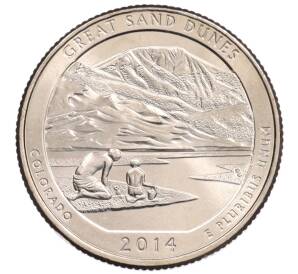 1/4 доллара (25 центов) 2014 года P США «Национальные парки — №24 Национальный парк Грейт-Санд-Дьюнс» — Фото №1
