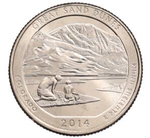 1/4 доллара (25 центов) 2014 года P США «Национальные парки — №24 Национальный парк Грейт-Санд-Дьюнс» — Фото №1