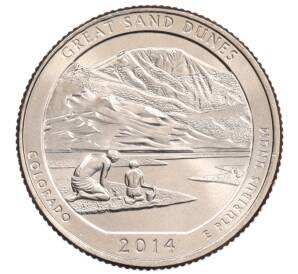 1/4 доллара (25 центов) 2014 года P США «Национальные парки — №24 Национальный парк Грейт-Санд-Дьюнс» — Фото №1