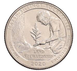 1/4 доллара (25 центов) 2020 года Р США «Национальные парки — №54 Исторический парк Марш-Биллингс-Рокфеллер» — Фото №1