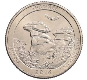 1/4 доллара (25 центов) 2016 года D США «Национальные парки — №31 Национальный лес Шоуни» — Фото №1