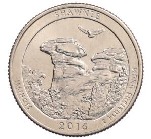1/4 доллара (25 центов) 2016 года D США «Национальные парки — №31 Национальный лес Шоуни» — Фото №1
