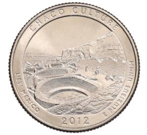 1/4 доллара (25 центов) 2012 года D США «Национальные парки — №12 Национальный исторический парк Чако» — Фото №1