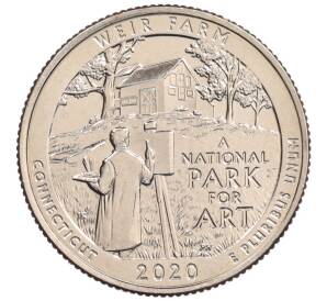1/4 доллара (25 центов) 2020 года D США «Национальные парки — №52 Ферма Дж. А. Вейра в Коннектикуте» — Фото №1