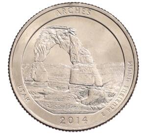 1/4 доллара (25 центов) 2014 года P США «Национальные парки — №23 Национальный парк Арки» — Фото №1
