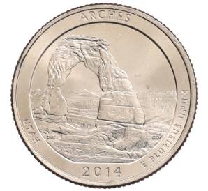 1/4 доллара (25 центов) 2014 года P США «Национальные парки — №23 Национальный парк Арки» — Фото №1