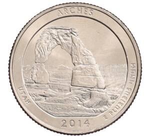 1/4 доллара (25 центов) 2014 года P США «Национальные парки — №23 Национальный парк Арки» — Фото №1
