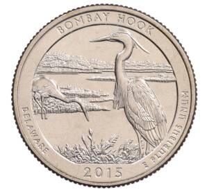 1/4 доллара (25 центов) 2015 года P США «Национальные парки — №29 Национальное убежище дикой природы Бомбай-Хук»