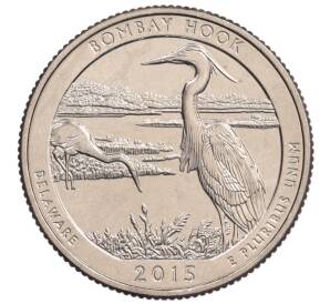 1/4 доллара (25 центов) 2015 года P США «Национальные парки — №29 Национальное убежище дикой природы Бомбай-Хук»