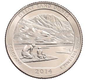 1/4 доллара (25 центов) 2014 года D США «Национальные парки — №24 Национальный парк Грейт-Санд-Дьюнс» — Фото №1