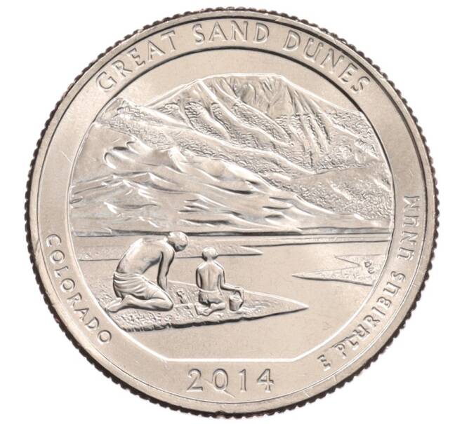 Монета 1/4 доллара (25 центов) 2014 года D США «Национальные парки — №24 Национальный парк Грейт-Санд-Дьюнс» (Артикул: M2-90346) — Фото №1