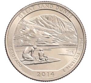 1/4 доллара (25 центов) 2014 года D США «Национальные парки — №24 Национальный парк Грейт-Санд-Дьюнс» — Фото №1