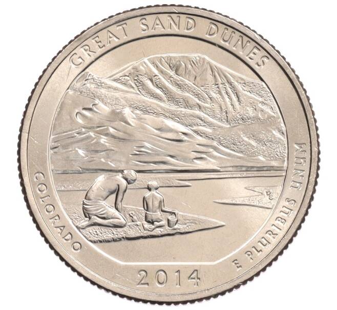 Монета 1/4 доллара (25 центов) 2014 года D США «Национальные парки — №24 Национальный парк Грейт-Санд-Дьюнс» (Артикул: M2-90347) — Фото №1