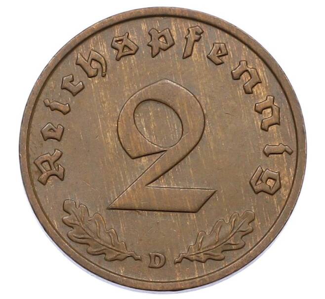 Монета 2 рейхспфеннига 1936 года D Германия (Артикул: K10-5492) — Фото №2