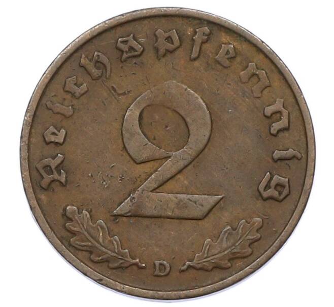 Монета 2 рейхспфеннига 1936 года D Германия (Артикул: K10-5493) — Фото №2