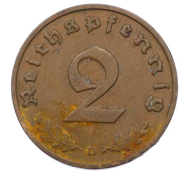 Монета 2 рейхспфеннига 1936 года D Германия (Артикул: K10-5501) — Фото №2