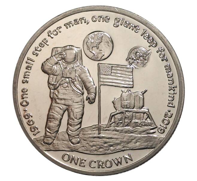 1 крона 2019 года Остров Вознесения — 50 лет высадке на Луне (Артикул M2-32924)