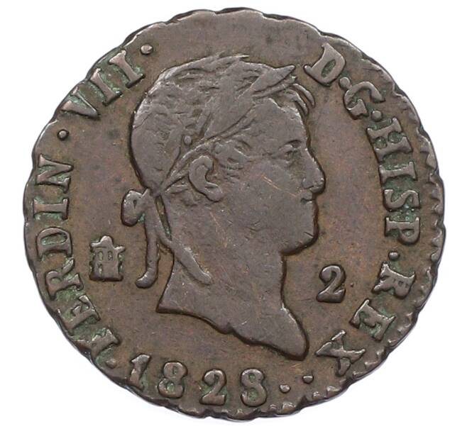 Монета 2 мараведи 1828 года Испания (Артикул: K10-5608) — Фото №1