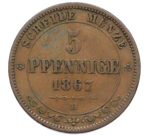 5 пфеннигов 1867 года Саксония — Фото №1