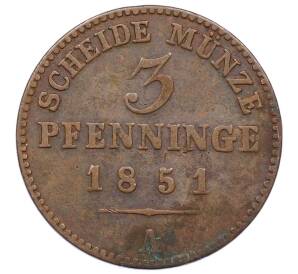 3 пфеннига 1851 года A Пруссия — Фото №1