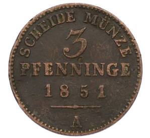 3 пфеннига 1851 года A Пруссия — Фото №1