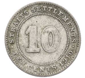10 центов 1910 года Стрейтс Сетлментс — Фото №1