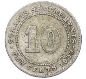 10 центов 1909 года Стрейтс Сетлментс — Фото №1