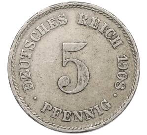 5 пфеннигов 1908 года E Германия — Фото №1