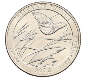 1/4 доллара (25 центов) 2020 года D США «Национальные парки — №55 Национальный заповедник Таллграсс Прейри» — Фото №1