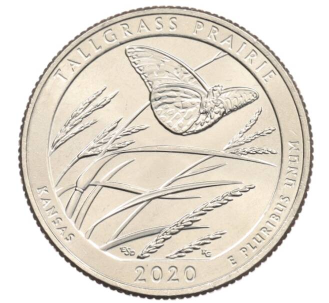 Монета 1/4 доллара (25 центов) 2020 года D США «Национальные парки — №55 Национальный заповедник Таллграсс Прейри» (Артикул: M2-90441) — Фото №1
