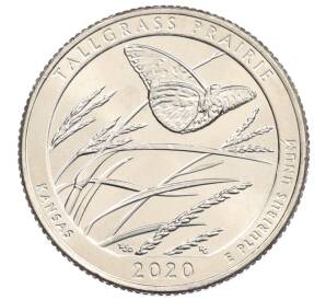 1/4 доллара (25 центов) 2020 года D США «Национальные парки — №55 Национальный заповедник Таллграсс Прейри» — Фото №1