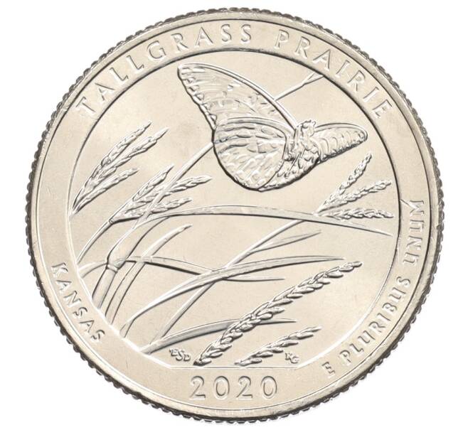 Монета 1/4 доллара (25 центов) 2020 года D США «Национальные парки — №55 Национальный заповедник Таллграсс Прейри» (Артикул: M2-90442) — Фото №1