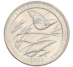 1/4 доллара (25 центов) 2020 года D США «Национальные парки — №55 Национальный заповедник Таллграсс Прейри» — Фото №1