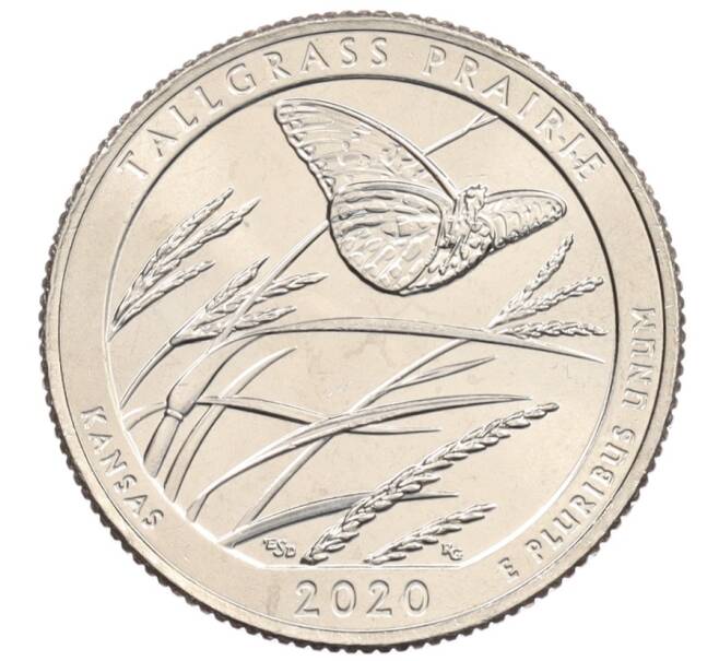Монета 1/4 доллара (25 центов) 2020 года D США «Национальные парки — №55 Национальный заповедник Таллграсс Прейри» (Артикул: M2-90444) — Фото №1