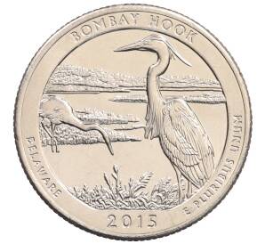 1/4 доллара (25 центов) 2015 года D США «Национальные парки — №29 Национальное убежище дикой природы Бомбай-Хук» — Фото №1