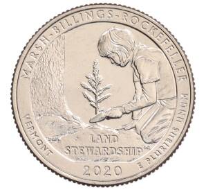 1/4 доллара (25 центов) 2020 года S США «Национальные парки — №54 Исторический парк Марш-Биллингс-Рокфеллер» — Фото №1