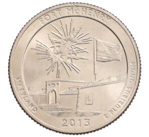 1/4 доллара (25 центов) 2013 года D США «Национальные парки — №19 Форт Мак-Генри» — Фото №1