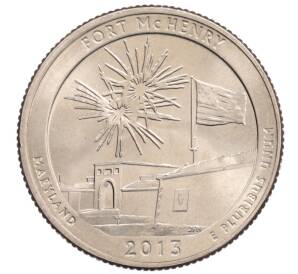 1/4 доллара (25 центов) 2013 года D США «Национальные парки — №19 Форт Мак-Генри» — Фото №1