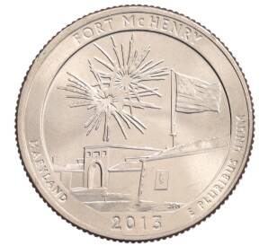 1/4 доллара (25 центов) 2013 года D США «Национальные парки — №19 Форт Мак-Генри» — Фото №1