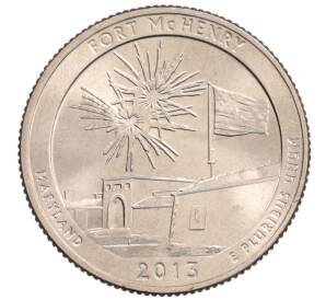 1/4 доллара (25 центов) 2013 года D США «Национальные парки — №19 Форт Мак-Генри» — Фото №1